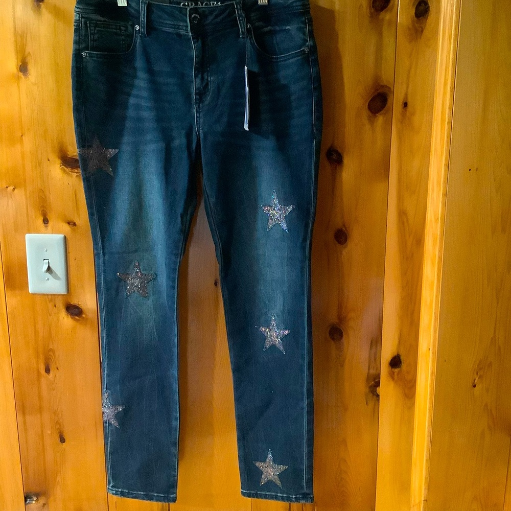 Grace In LA Women’s Size 30 Sequin Star Skinny Jean
